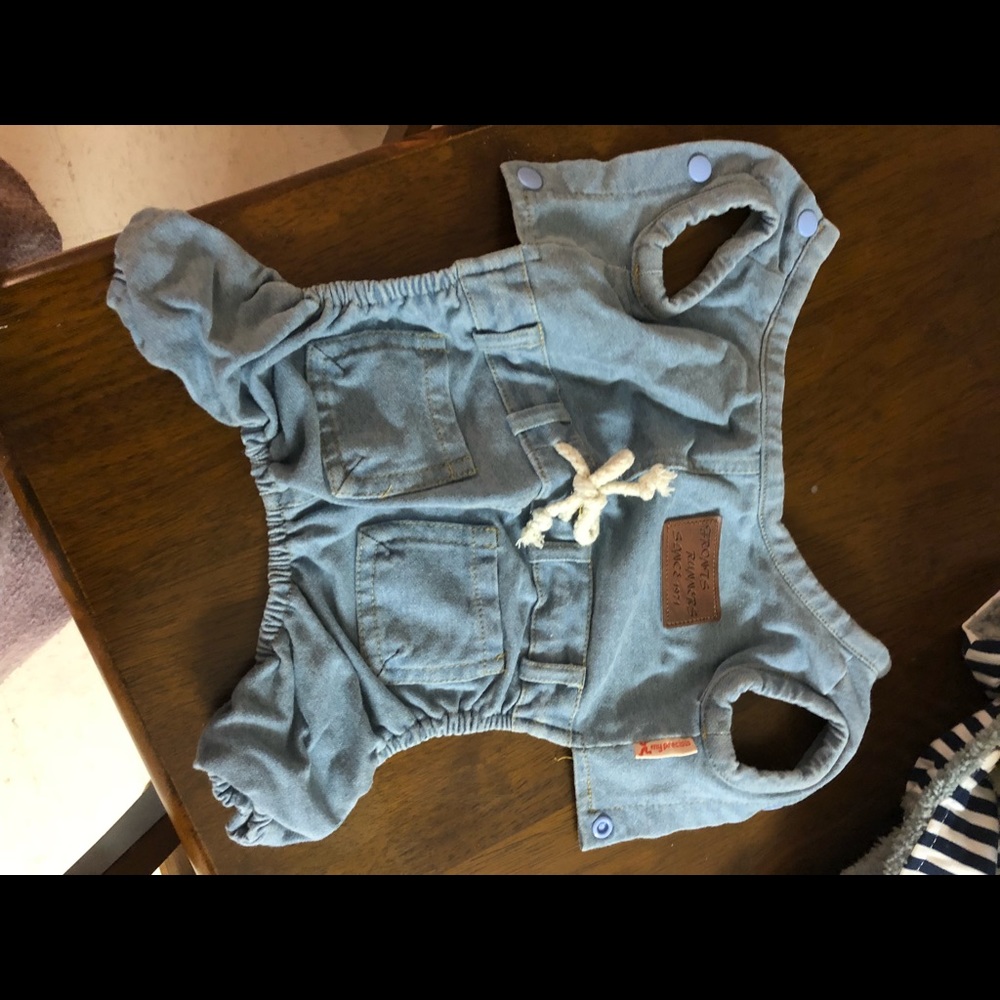 Denim dog jumpsuit